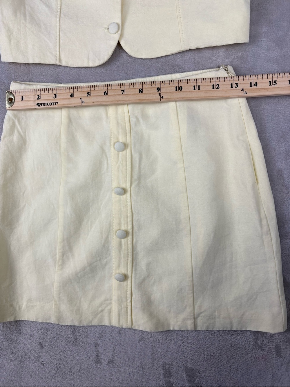 Zara Women’s Linen Blend 2 Piece Set XS Cream Crop Top Mini Skirt Co Ord - Picture 4 of 9